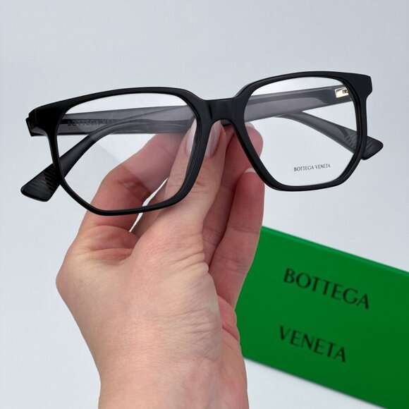 Bottega Veneta Women BRAND NEW Eyeglasses Shiny Black Square BV1097O 001